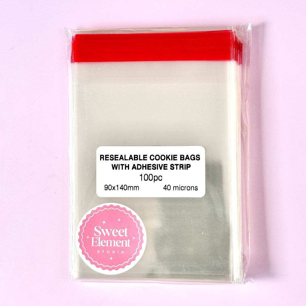 Resealable Cellophane Cookie Bags 100pc - 90mm x 140mm