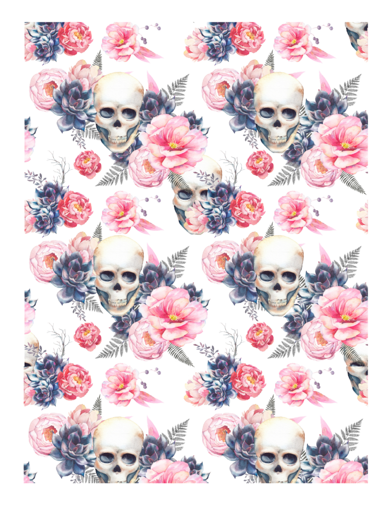 Edible Icing Cupcake Cake Topper Image Halloween pumpkin skull floral