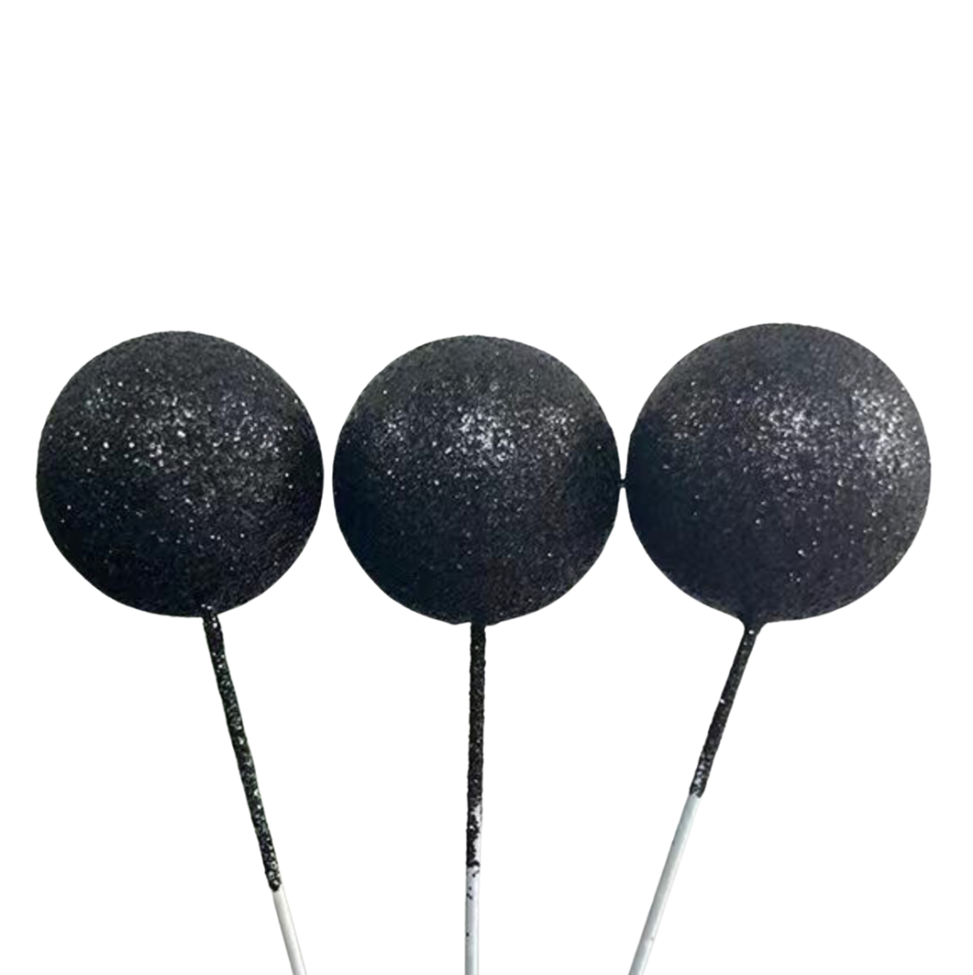 Cake Balls 12pc Mixed Sizes - Black Glitter