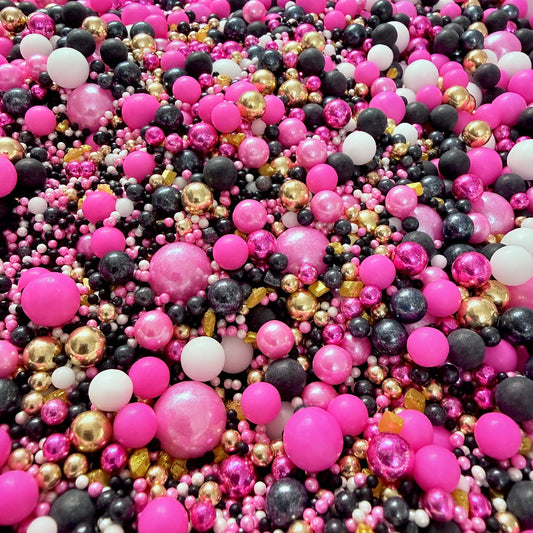 sprinkle sprinkles black white gold hot pink